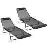 Chaise longue pliante 2 pcs Noir 182 x 55 x 85,5 cm Textilène 523286523286