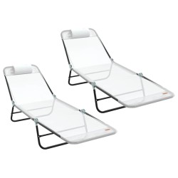 Chaise longue pliante 2 pcs Crème 182 x 55 x 85,5 cm Textilène 523287523287