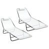 Chaise longue pliante 2 pcs Crème 182 x 55 x 85,5 cm Textilène 523287523287