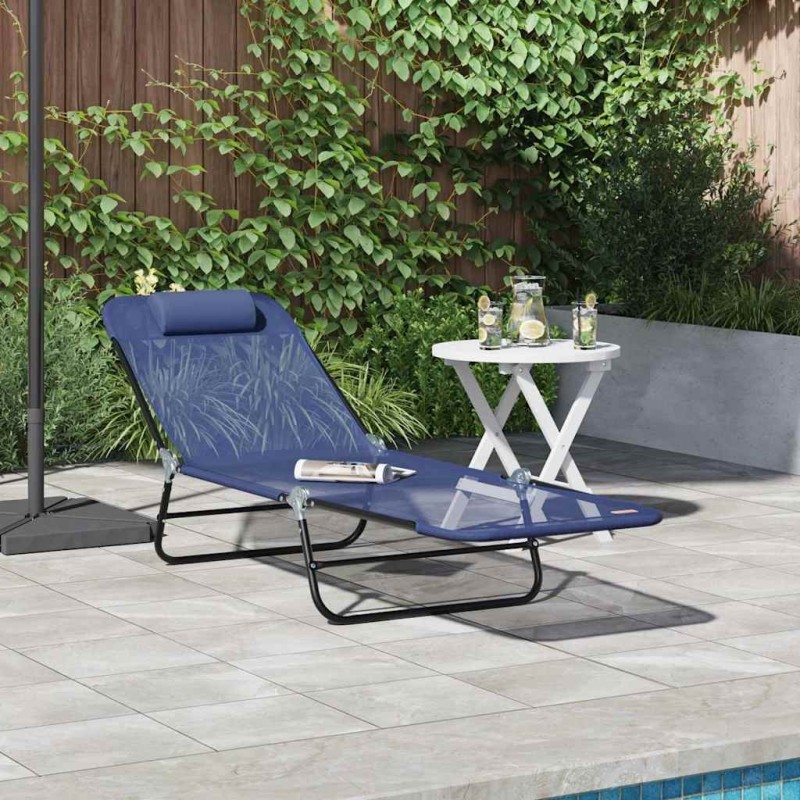 Chaise longue pliante Bleu marine 182 x 55 x 85,5 cm Textilène 523290523290