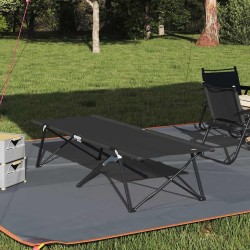 Lit de camping pliant Noir 206 x 76 x 74 cm Oxford et acier 523291523291