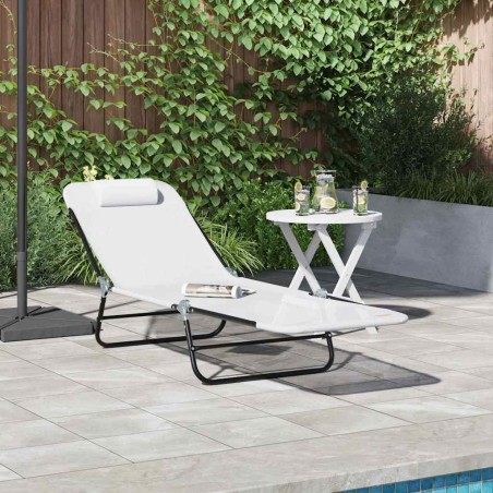 Chaise longue pliante Crème 182 x 55 x 85,5 cm Textilène 523293523293