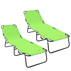 Chaise longue pliante 2 pcs Vert 188 x 57 x 86,5 cm Polyester 523294523294