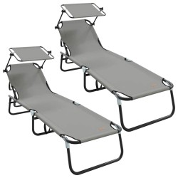 Chaise longue pliante 2 pcs Gris 190 x 57 x 81 cm oxford 523296523296