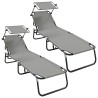 Chaise longue pliante 2 pcs Gris 190 x 57 x 81 cm oxford 523296523296