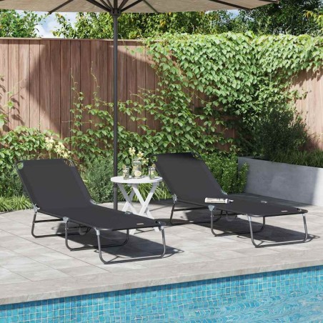 Chaise longue pliante 2 pcs Noir 188 x 57 x 86,5 cm Polyester 523297523297