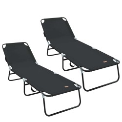 Chaise longue pliante 2 pcs Noir 188 x 57 x 86,5 cm Polyester 523297523297