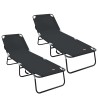 Chaise longue pliante 2 pcs Noir 188 x 57 x 86,5 cm Polyester 523297523297