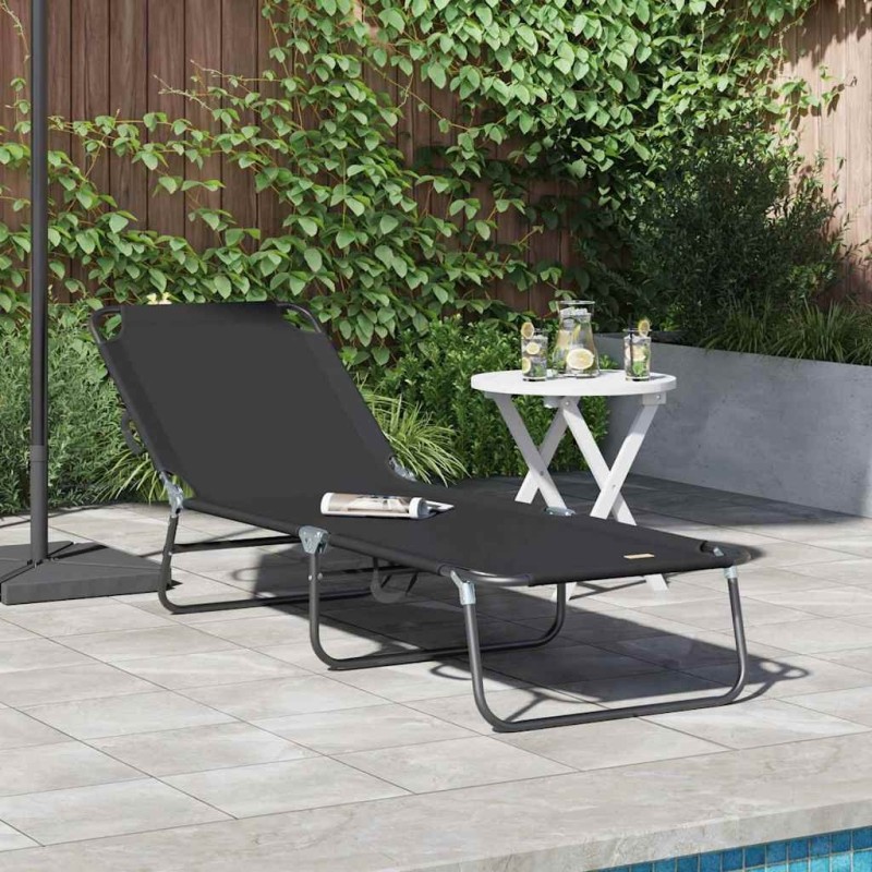 Chaise longue pliante Noir 188 x 57 x 86,5 cm Polyester 523302523302