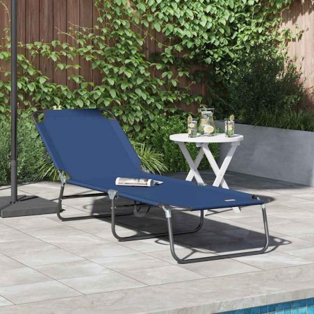 Chaise longue pliante Bleu 188 x 57 x 86,5 cm Polyester 523303523303