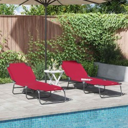 Chaise longue pliante 2 pcs Rouge 188 x 57 x 86,5 cm Polyester 523305523305