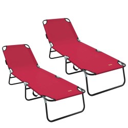 Chaise longue pliante 2 pcs Rouge 188 x 57 x 86,5 cm Polyester 523305523305