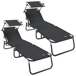 Chaise longue pliante 2 pcs Noir 190 x 57 x 81 cm oxford 523306523306