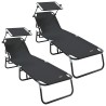 Chaise longue pliante 2 pcs Noir 190 x 57 x 81 cm oxford 523306523306