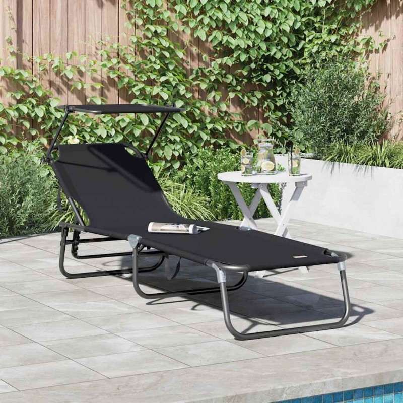 Chaise longue pliante Noir 190 x 57 x 81 cm oxford 523308523308