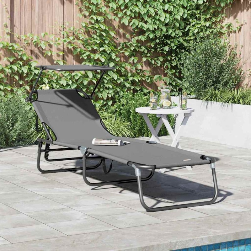 Chaise longue pliante Gris 190 x 57 x 81 cm oxford 523311523311