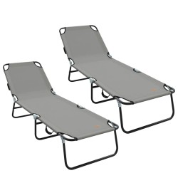 Chaise longue pliante 2 pcs Gris 188 x 57 x 86,5 cm Polyester 523312523312