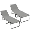 Chaise longue pliante 2 pcs Gris 188 x 57 x 86,5 cm Polyester 523312523312