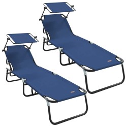Chaise longue pliante 2 pcs Bleu 190 x 57 x 81 cm oxford 523313523313
