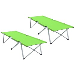 Lit de camping pliant 2 pcs Vert 194 x 62,5 x 42,5 cm 523316523316