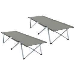 Lit de camping pliant 2 pcs Gris 194 x 62,5 x 42,5 cm 523317523317