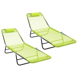Chaise longue pliante 2 pcs Vert 182 x 55 x 85,5 cm Textilène 523413523413