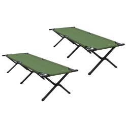 Lit de camping pliant 2 pcs Vert 193 x 69 x 45 cm Tissu Oxford 523436523436