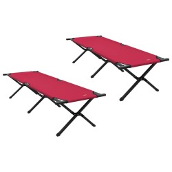 Lit de camping pliant 2 pcs Rouge 193 x 69 x 45 cm Tissu Oxford 523437523437