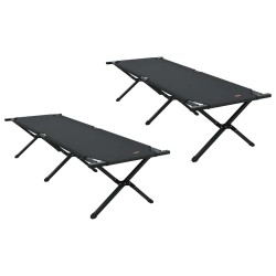 Lit de camping pliant 2 pcs Noir 193 x 69 x 45 cm Tissu Oxford 523439523439