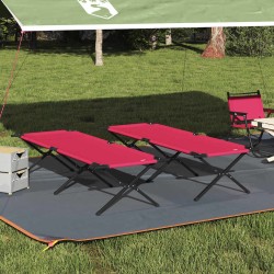 Lit de camping pliant 2 pcs Rouge 210 x 80 x 46 cm Tissu Oxford 523448523448