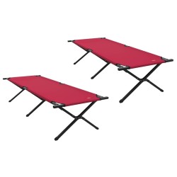 Lit de camping pliant 2 pcs Rouge 210 x 80 x 46 cm Tissu Oxford 523448523448