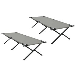 Lit de camping pliant 2 pcs Gris 210 x 80 x 46 cm Tissu Oxford 523449523449