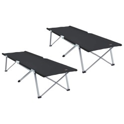 Lit de camping pliant 2 pcs Noir 194 x 62,5 x 42,5 cm 523462523462