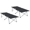 Lit de camping pliant 2 pcs Noir 194 x 62,5 x 42,5 cm 523462523462