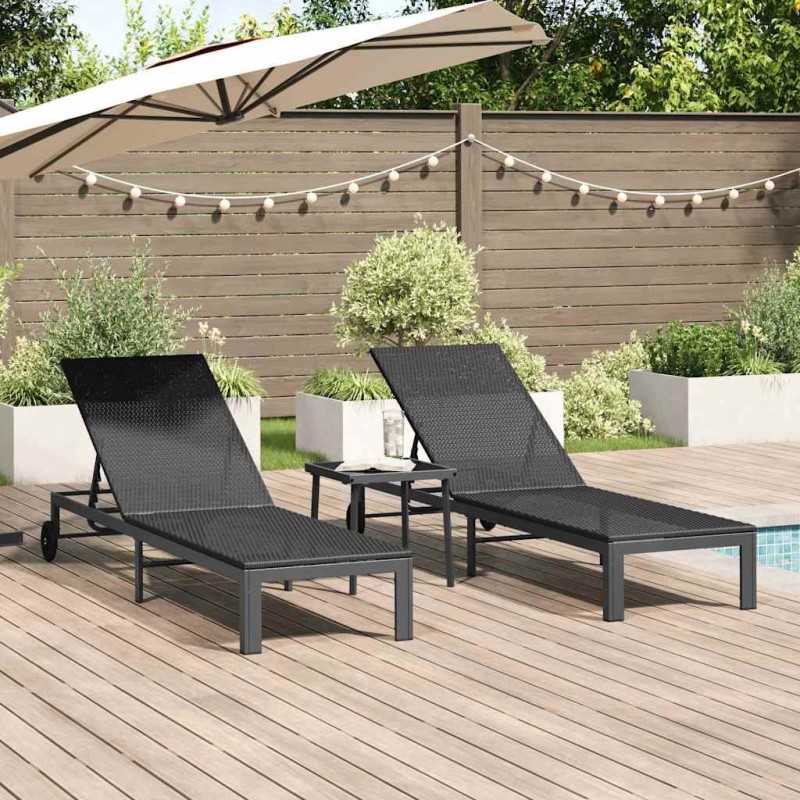 Transat 2-personne 3 pcs Noir polyrotin 523484523484