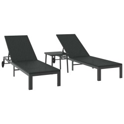 Transat 2-personne 3 pcs Noir polyrotin 523484523484
