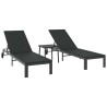Transat 2-personne 3 pcs Noir polyrotin 523484523484