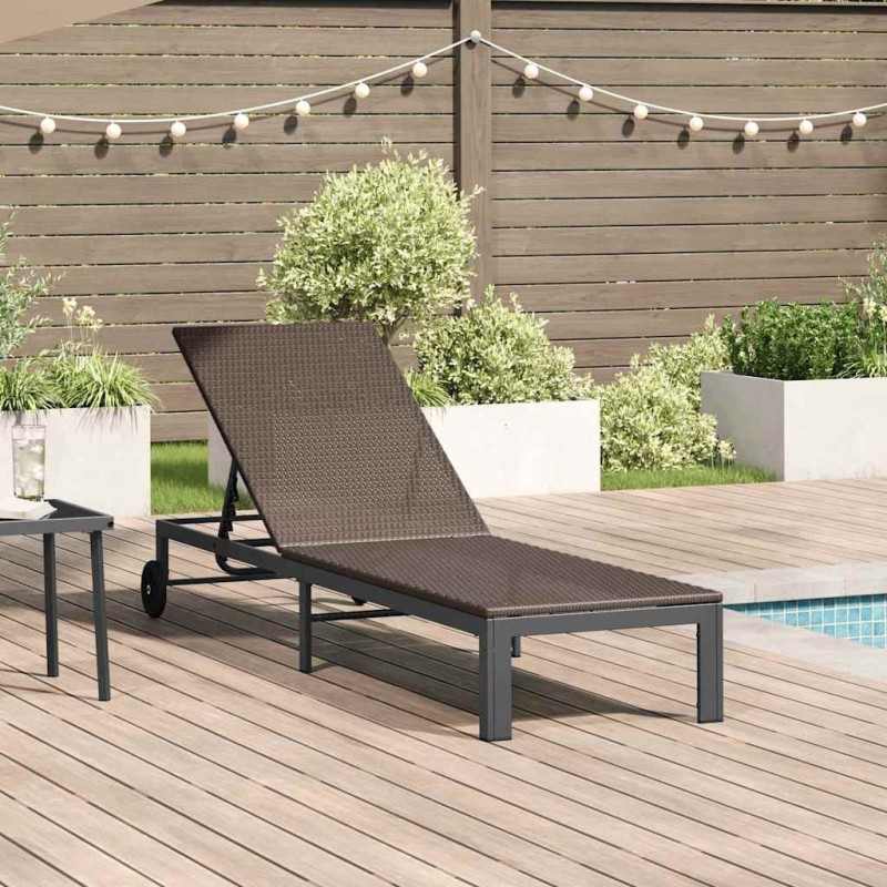 Transat 1-personne Marron 206 x 62.5 x 74 cm polyrotin 523499523499