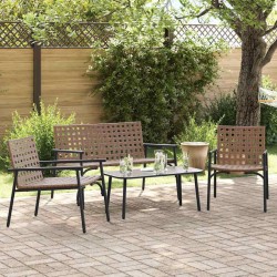Ensemble de salle à manger pour jardin 4 pcs Marron polyrotin 523507523507