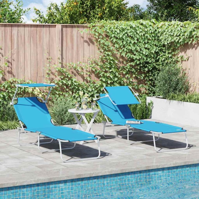 Transat 2 pcs Bleu vif 58 x 188 x 77cm Polyester 523516523516