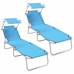 Transat 2 pcs Bleu vif 58 x 188 x 77cm Polyester 523516523516