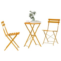 Ensemble bistro pliant 3 pcs Moutarde Acier 523517523517