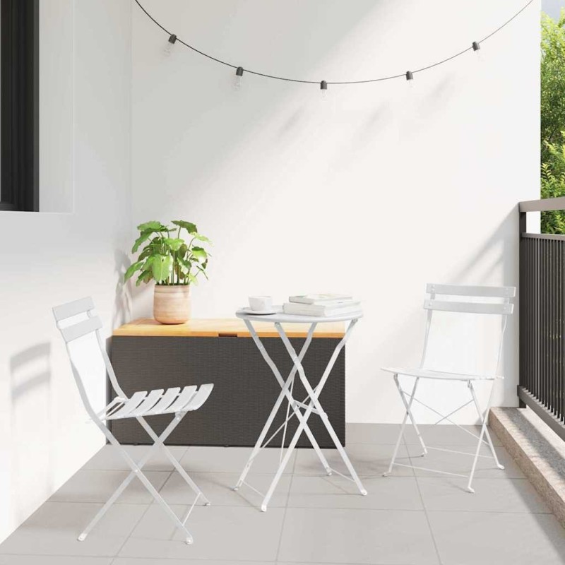 Ensemble bistro pliant 3 pcs Blanc Acier 523518523518