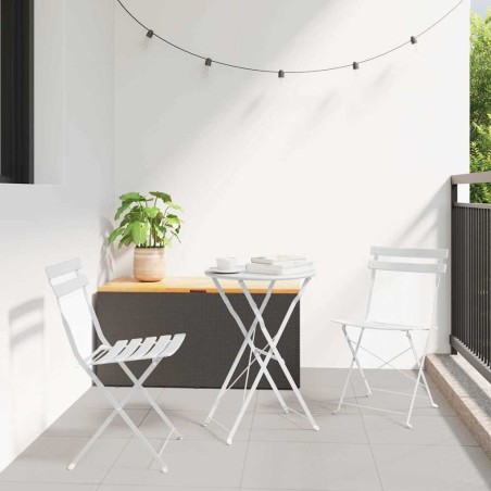 Ensemble bistro pliant 3 pcs Blanc Acier 523518523518