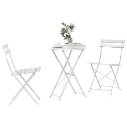 Ensemble bistro pliant 3 pcs Blanc Acier 523518523518