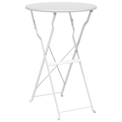 Ensemble bistro pliant 3 pcs Blanc Acier 523518523518