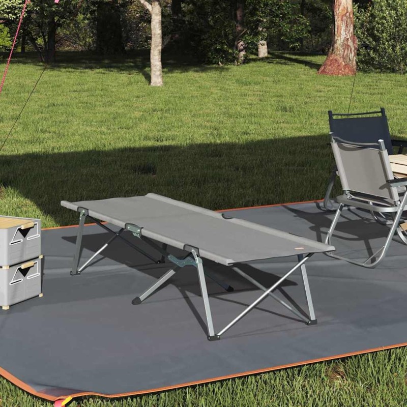 Lit de camping pliant Gris 194 x 62,5 x 42,5 cm Oxford et acier 523519523519