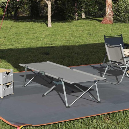 Lit de camping pliant Gris 194 x 62,5 x 42,5 cm Oxford et acier 523519523519