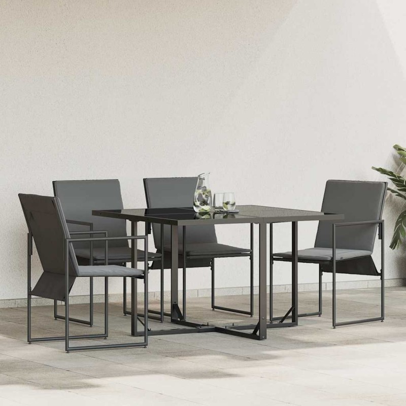 Chaise avec coussin 4 pcs Noir et anthracite Textilène 523522523522