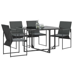 Chaise avec coussin 4 pcs Noir et anthracite Textilène 523522523522